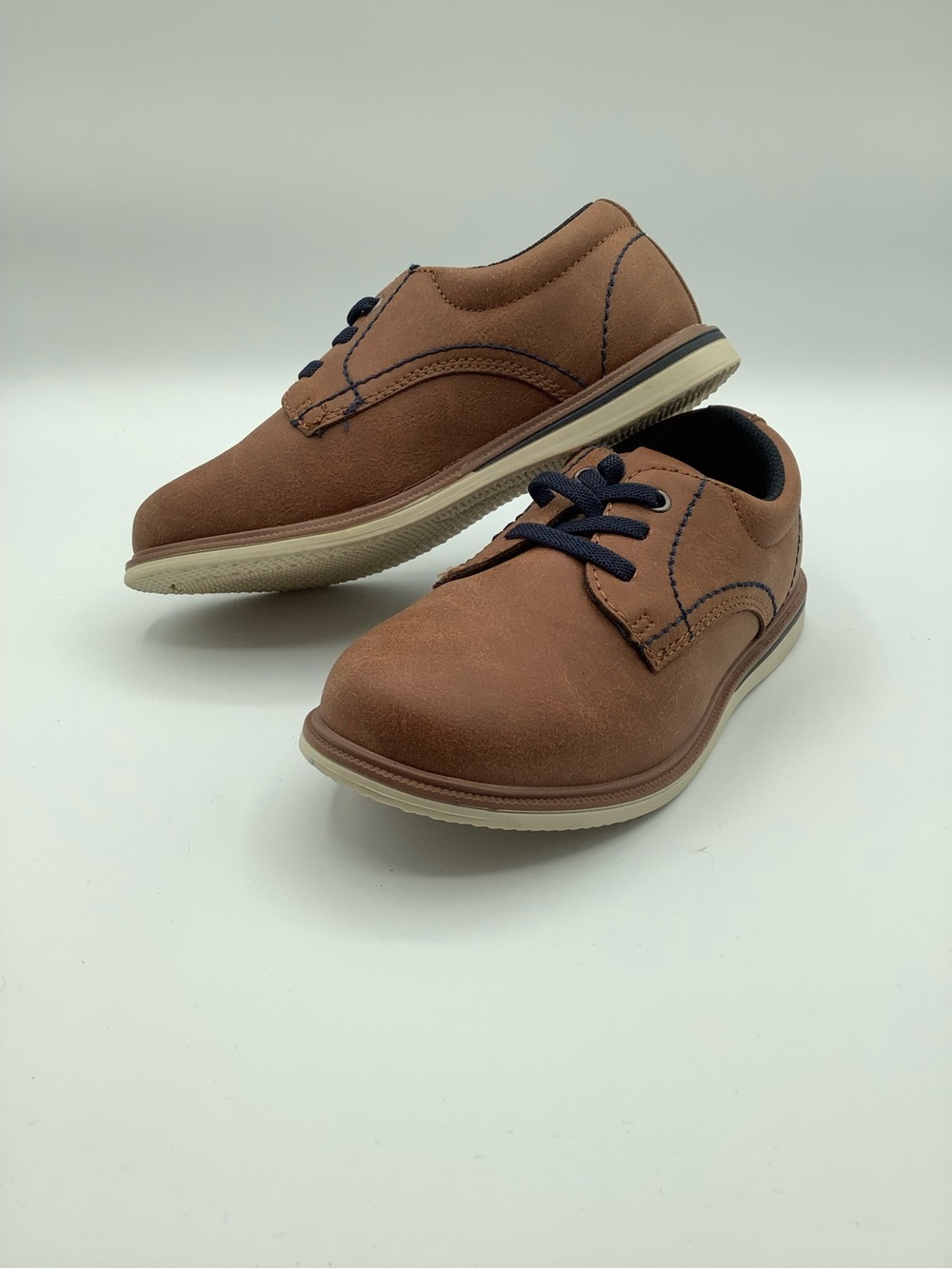Youth Tan Dress Shoes with Navy Laces